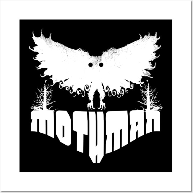 Mothman West Virginia Wing Humanoid Moth Retro Vintage All White Wall Art by National Cryptid Society